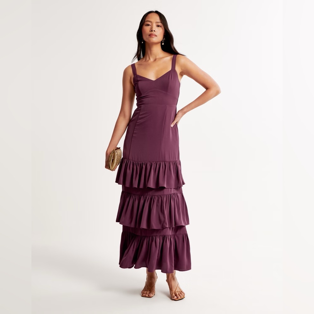 Abercrombie Women's Ruffle Tiered Maxi Dress- XS- PURPLE- brand new with tags